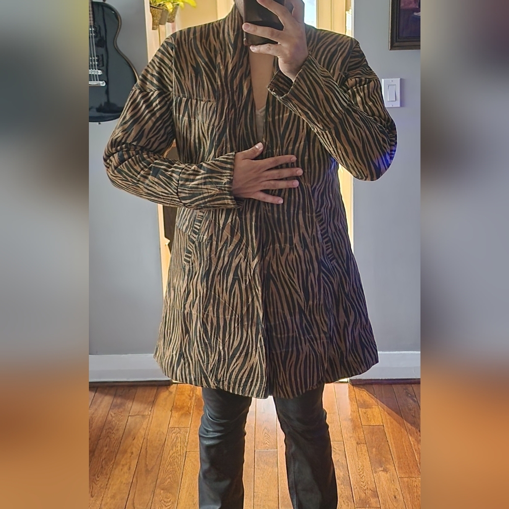Zebra Print Leather Coat
